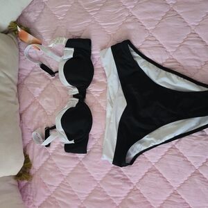 Cupshe Black and White Bikini Set